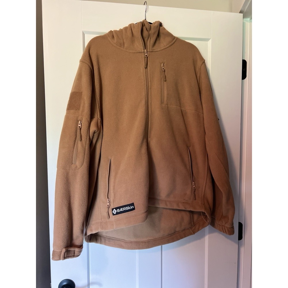 NWT BAERSkin Tactical Hoodie Jacket Men's XL Tan Brown Fleece Full Zip Heavy